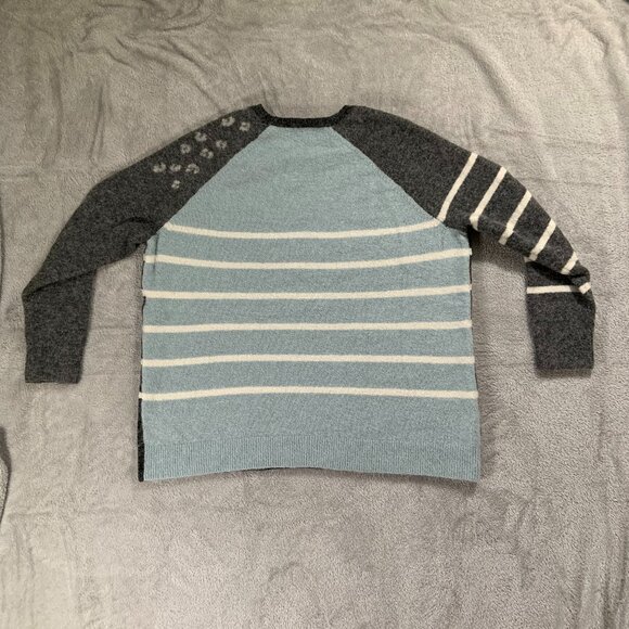 Mint Velvet Sweater Women's Large Gray and Blue Wool 3/4 Sleeve Animal Print - Picture 2 of 8